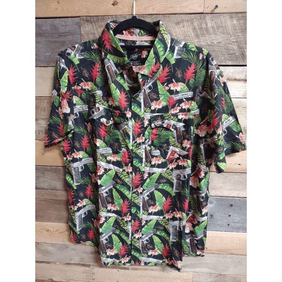 RARE Kimber Firearms 1911 100% Rayon Medium (M) Button Down Hawaiian Shirt - Picture 1 of 4